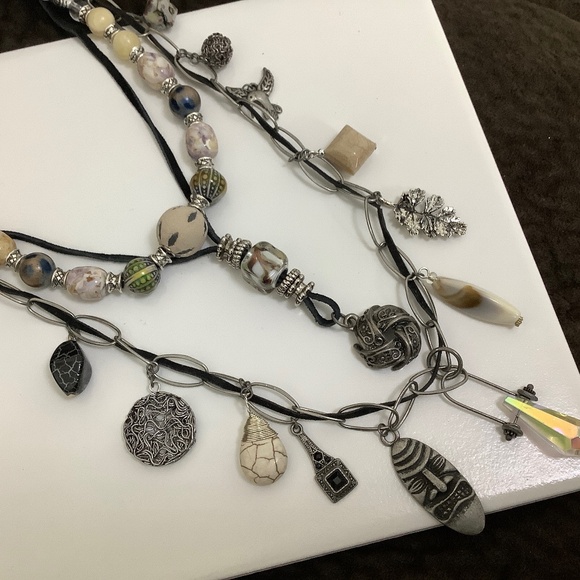 ART BY AMY LABBE Three Strand Necklace 16.5” long - Picture 7 of 8